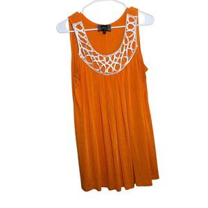 Slinky Brand Blouse Women's Large Orange Round Neck Sleeveless Career Tank Top
